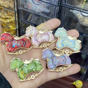 非遗手工宋锦小马车挂包挂配饰diy材料包生肖马发饰胸针新年礼物