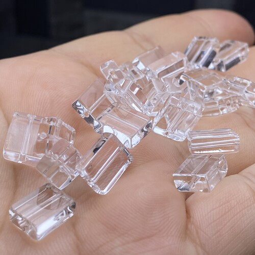 天然白水晶长方牌子散珠子手链手串项链提溜耳坠项链diy配珠配件