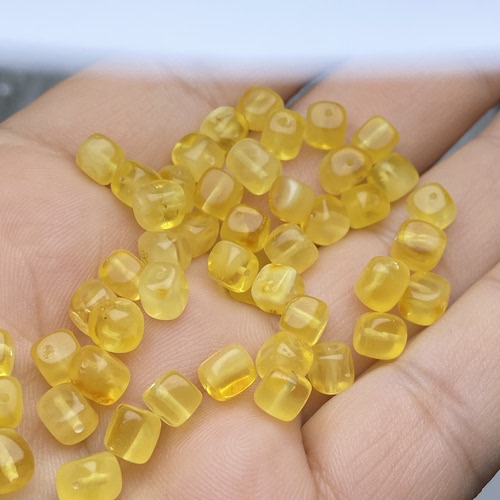 天然金珀随形散珠子方块形手串琥珀老蜜蜡手链项链diy配饰品配件