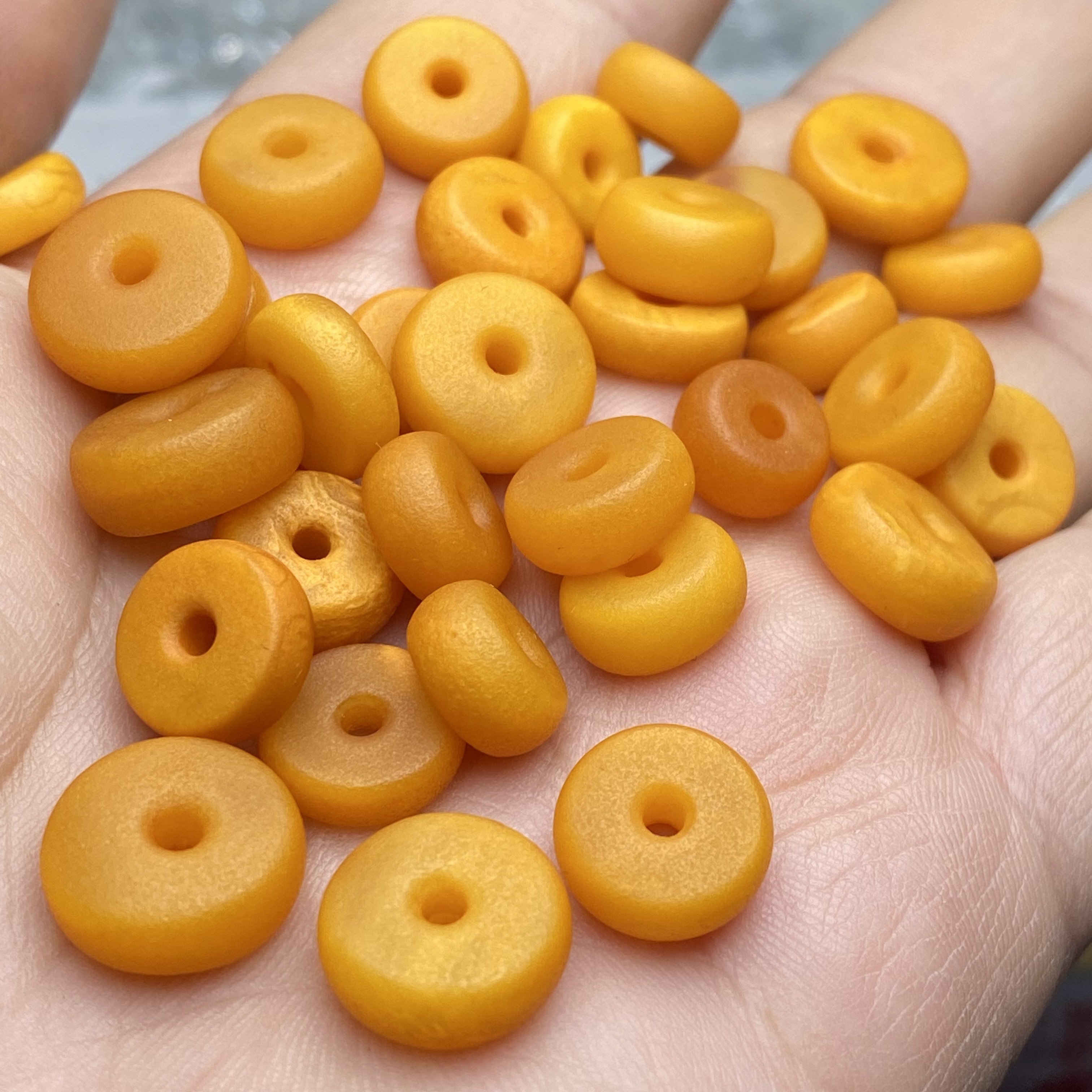 天然蜜蜡老蜡平安扣隔片手串手链项链饼子吊坠垫片diy配件配饰