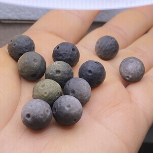 天然金曜石陨石散珠子月球珠手串手链项链多宝diy银曜石配件配饰