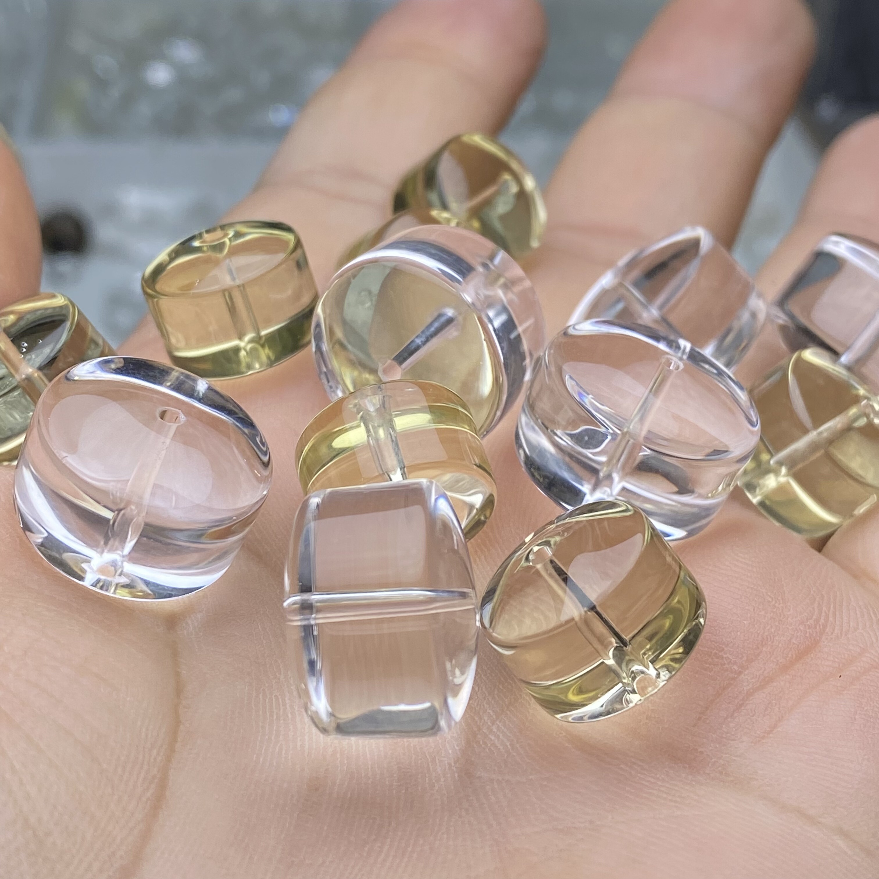 全净体天然白水晶车轮珠散珠子手串手链锁骨项链直切diy配件配饰