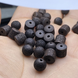 天然沉香木回纹珠散珠子桶珠手串手链项链祥云纹diy木头配件配饰