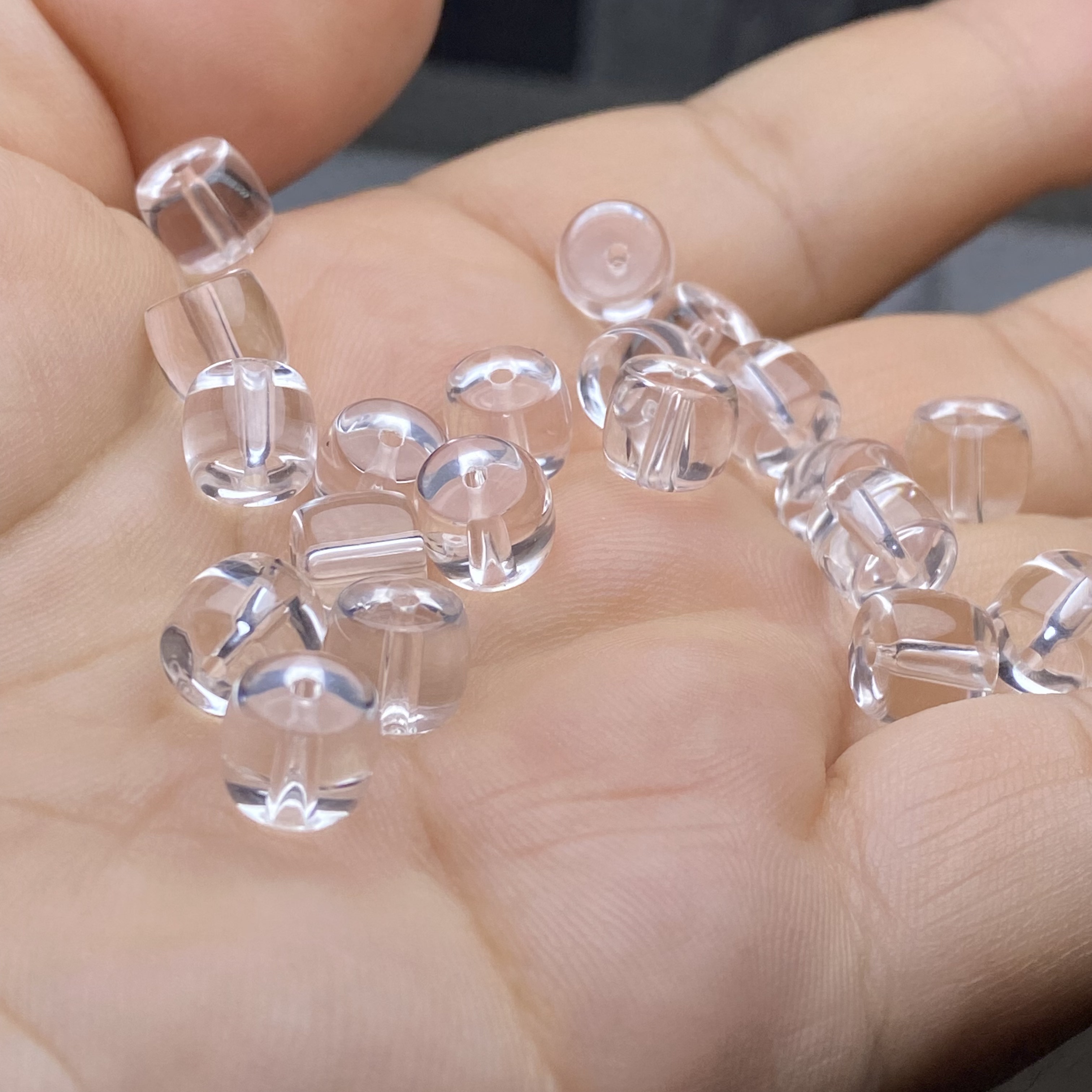 保真全净体天然白水晶桶珠散珠子直切老型珠手链手串项链diy配珠