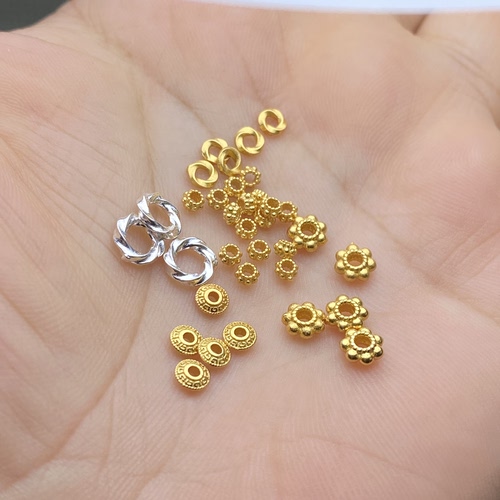 S925银镀金镶嵌雪花飞隔片隔珠垫片手链手链项链佛珠diy配件配饰