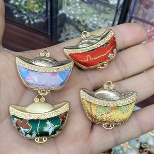 非遗手工宋锦金元宝包挂车挂项链diy材料包发饰胸针配饰新年礼物