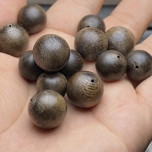 天然沉香木散珠子单颗圆珠水晶手串蜜蜡金刚菩提文玩diy配件配饰