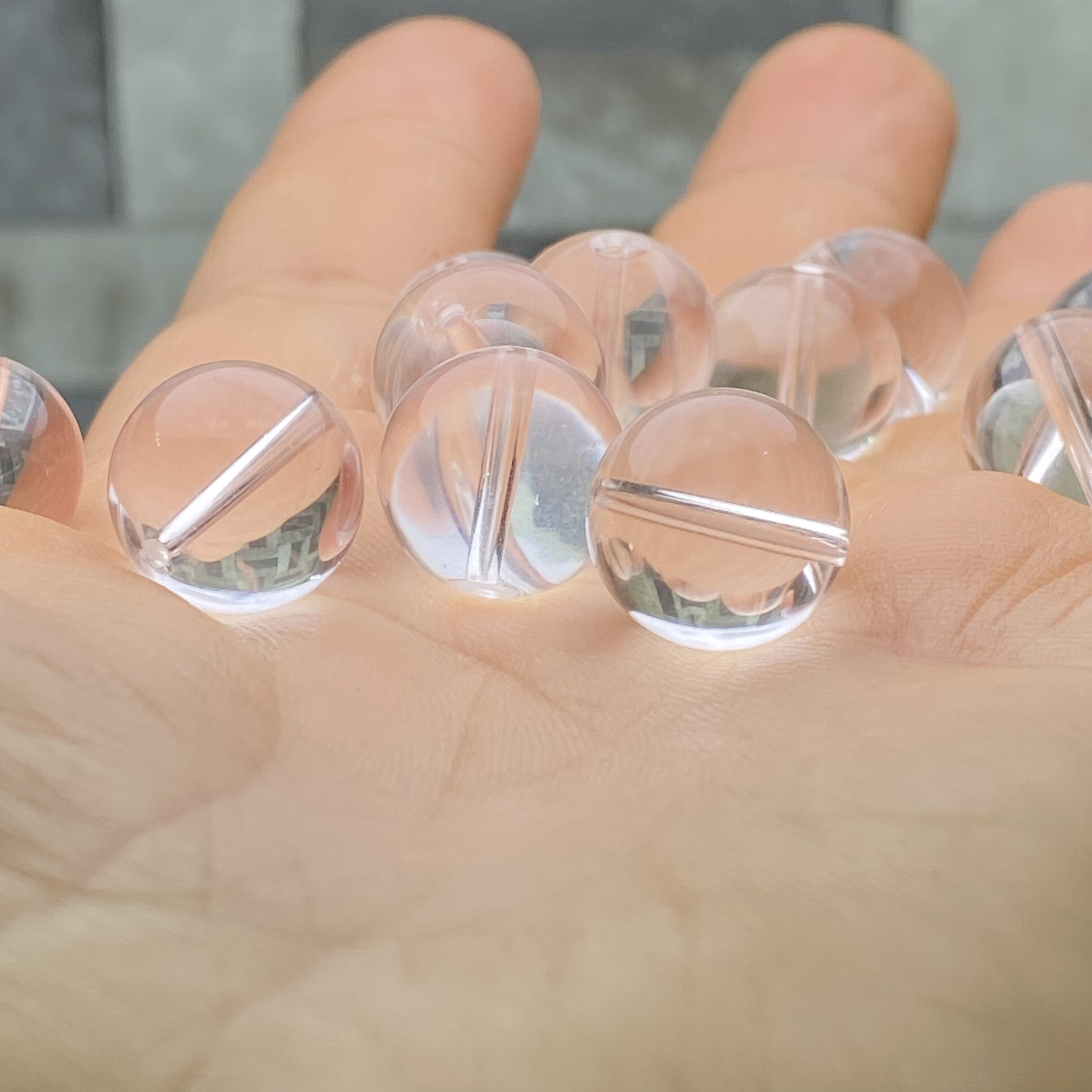 保真天然白水晶圆珠散珠子手串手链项链水晶球隔珠diy配件配饰品