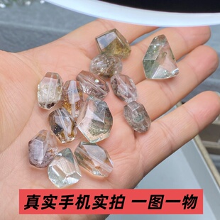 天然绿幽灵随形散珠子不规则彩幽灵手串手链项链吊坠diy配件配饰