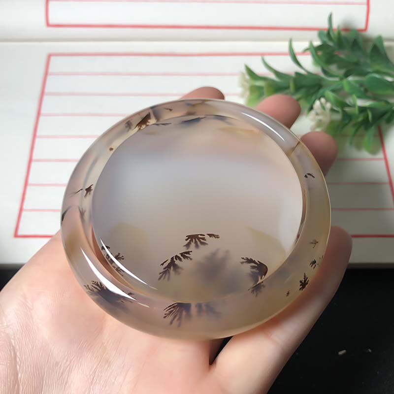 57圈口海洋玉髓套镯天然玛瑙草花