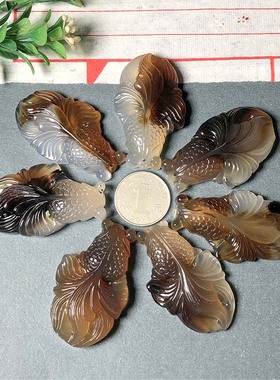 海洋玉髓大金鱼吊坠天然玛瑙草花