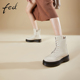 fed厚底加厚绒马丁靴冬季 新款 系带保暖小个子羊毛靴英伦风短靴女