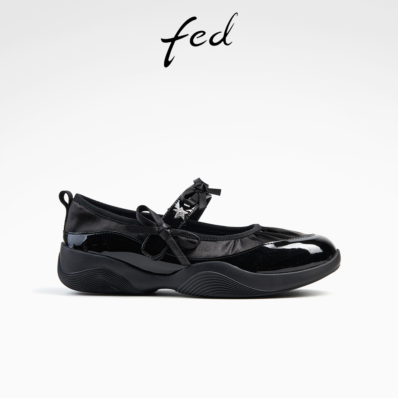 fed休闲玛丽珍鞋秋季新款女鞋黑色芭蕾舞鞋浅口单鞋女D0807-YA307