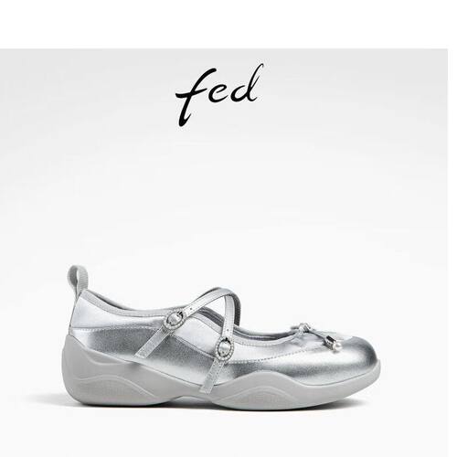 FED银色芭蕾舞鞋春秋女鞋运动休闲玛丽珍鞋女款D0617-YAC690