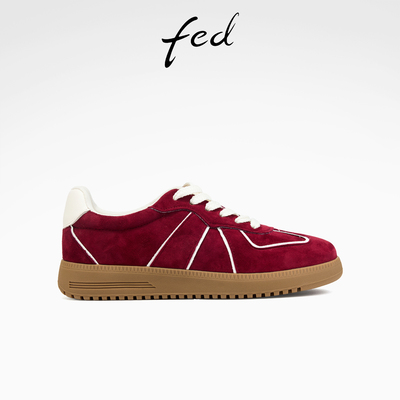fed轻便板鞋春季新款女鞋酒红色德训鞋通勤休闲鞋女款S0222-ZC759