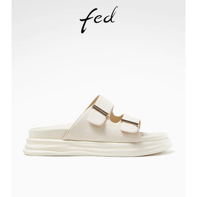 fed松糕底凉拖鞋夏季新款女鞋真皮休闲外穿厚底凉鞋女R0509-ZF010