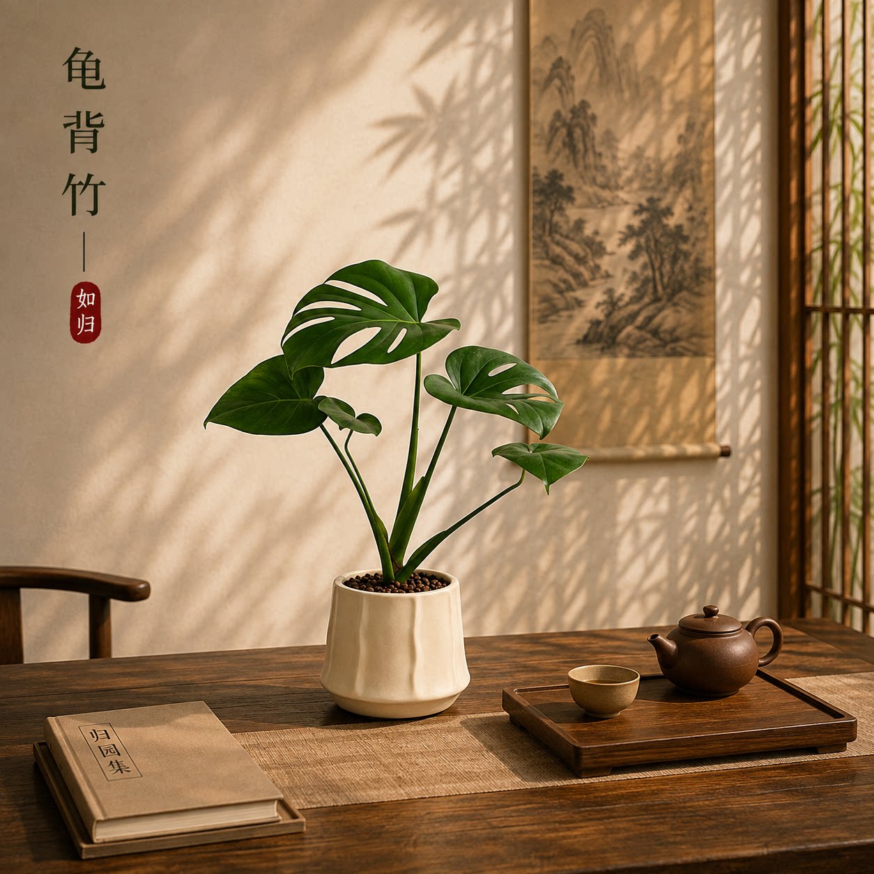 龟背竹盆栽办公室内桌面绿植摆件客厅装饰北欧ins高级感观叶植物图片