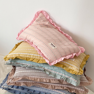 单人成人儿童可拆洗护颈枕可爱助睡眠水洗棉 纯棉荞麦壳枕头花边款