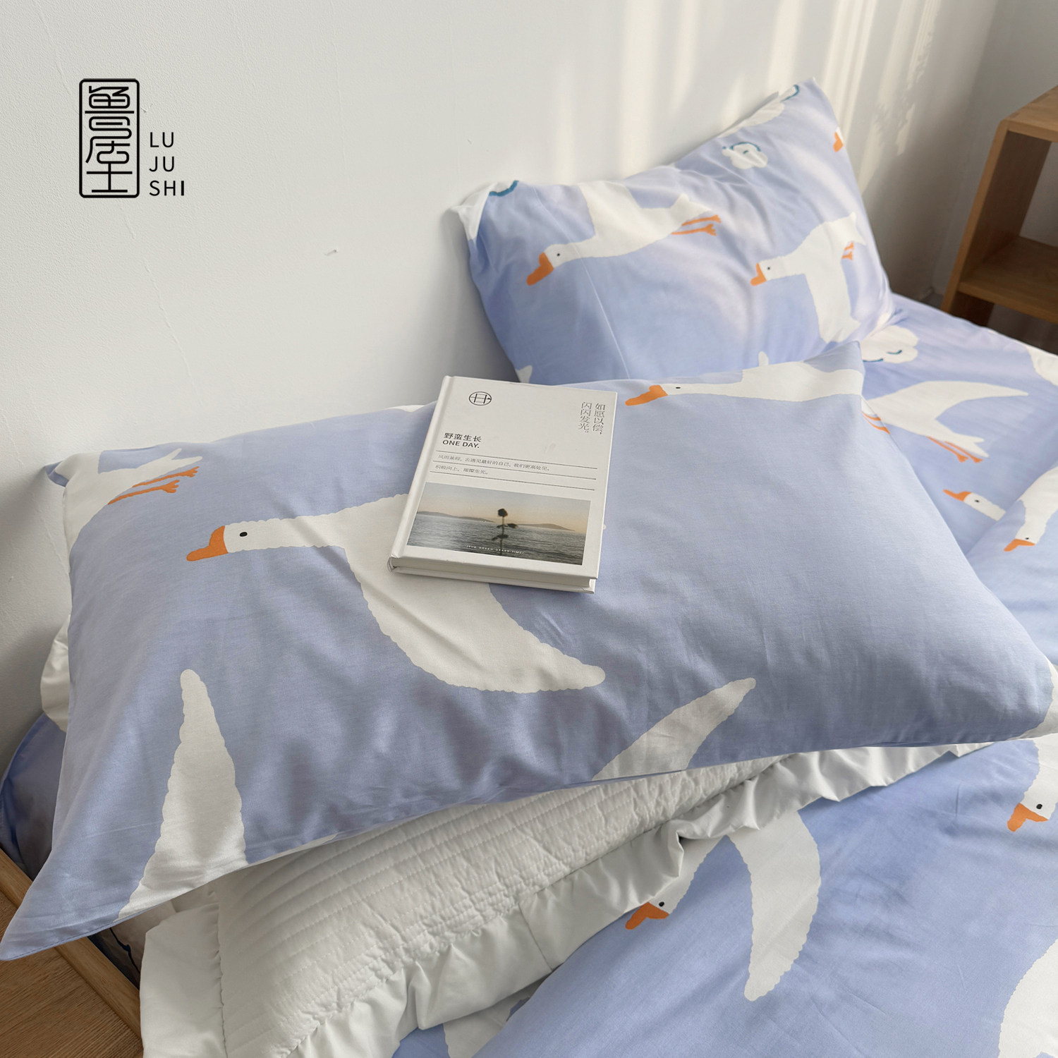 100%全棉床单被套床笠儿童房卡通可爱纯棉大鹅斜纹套装被罩学生