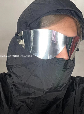 连体异形头戴式抽绳欧美风墨镜