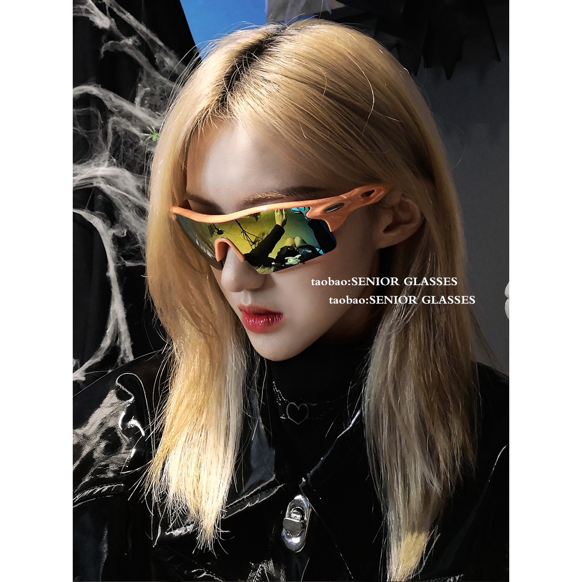 元宇宙镭射未来风超酷连体墨镜赛博朋克男女高街潮个性护目太阳镜