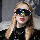 宇宙镭射机能墨镜未来科技感连体大框滑雪运动骑行护目太阳眼镜 元