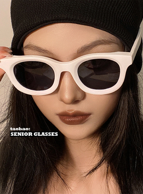 vintage复古黑色粗边框圆形墨镜网红夏季旅行防晒强光太阳镜男女