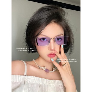 nico墨镜黄色紫色镜片ins明星街拍小框太阳镜男女 jennie同款