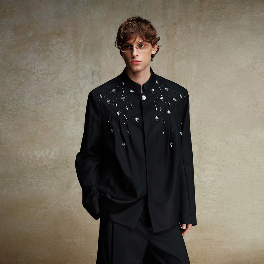 ordudiordu高定手工钉珠廓形小立领中山装西装外套设计感气质上衣,男装,休闲西服,淘宝优惠券,粉丝福利购,淘宝优惠卷