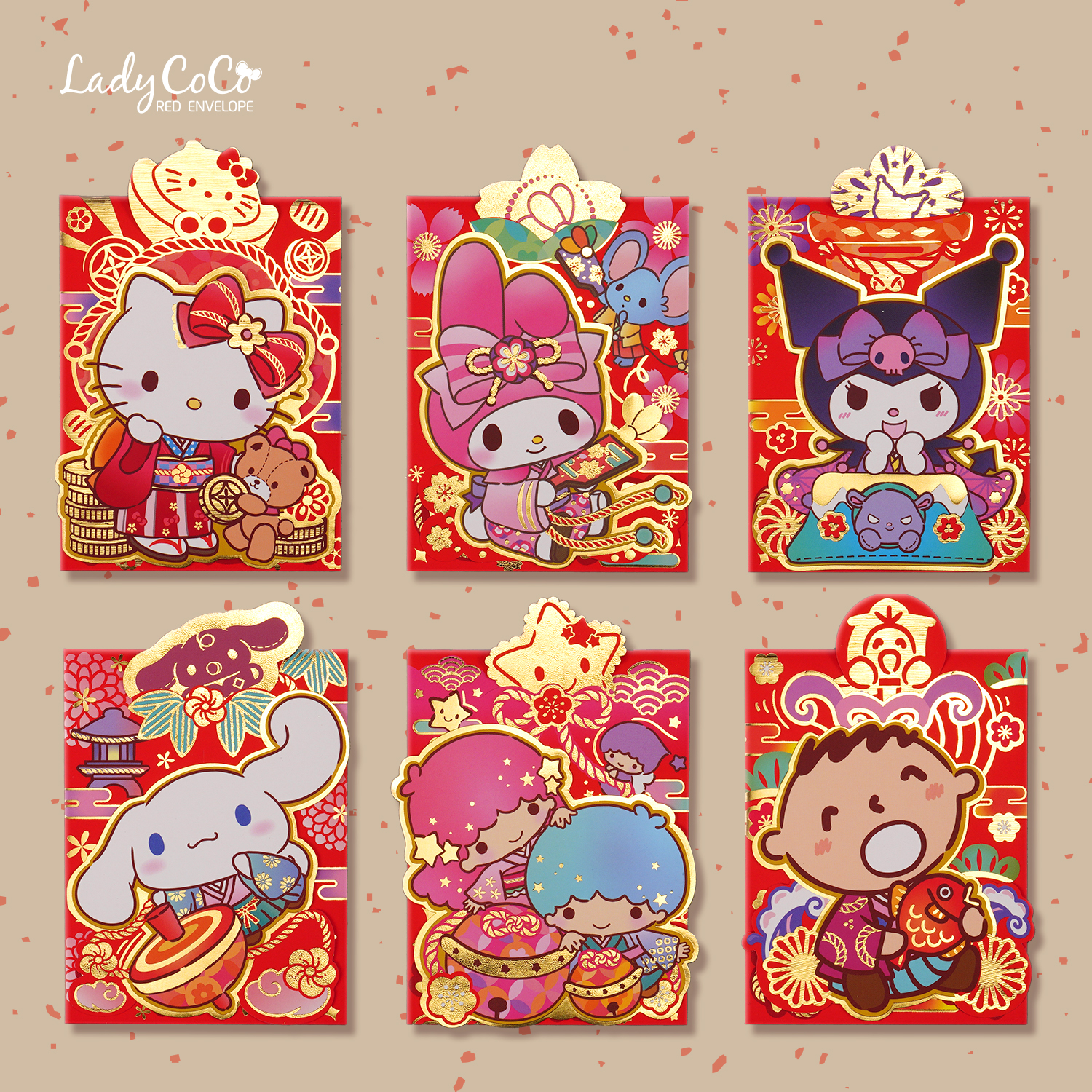 2025新年香港正版三丽鸥双子星kitty美乐蒂库洛米烫金红包利是封