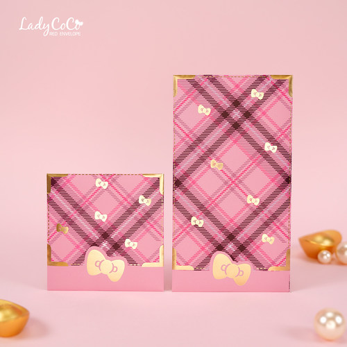 2026 马年新年烫金格子蝴蝶结简约长款红包利是封 创意个性红包