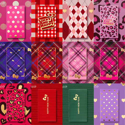 2026 新年烫金波点豹纹蝴蝶结桃心菱格利是封大号创意个性红包