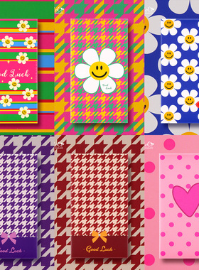 2026 新年千鸟格蝴蝶结太阳花笑脸花波点爱心创意大号红包利是封