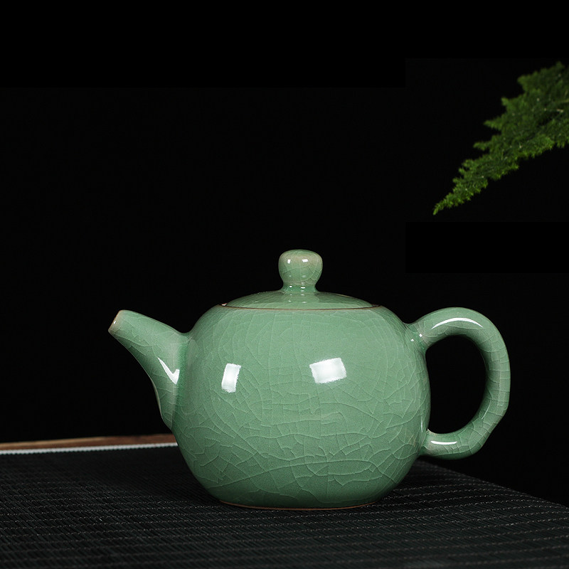 青瓷茶壶单壶大号哥窑冰裂纹龙泉陶瓷西施壶泡茶功夫茶具汝窑家用