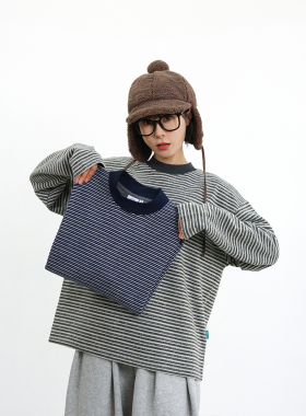 TRIFFER经典条纹长袖tee复合加厚360g冬季叠穿男女款