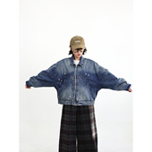 双层吊烂磨破做旧男女款 TRIFFER复古短阔版 牛仔衣外套