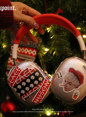 auupoint原创适用于Airpodsmax2简约头戴耳机壳权志龙同款贴纸卡通GD苹果耳机保护套潮酷硅胶软壳透明软壳