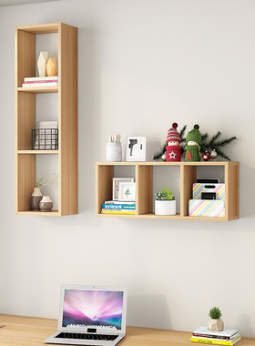 可定制书架墙上置物架实木收纳架客厅装饰壁柜墙面书柜卧室隔板
