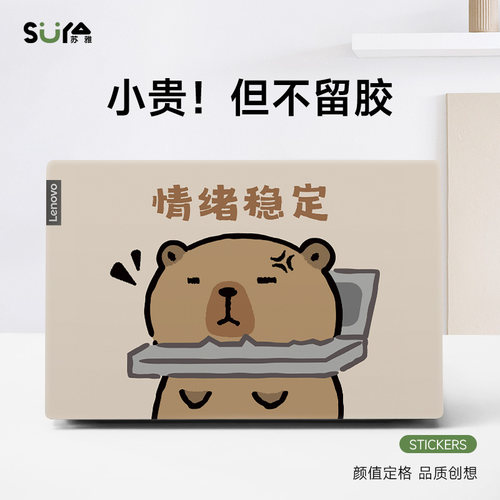 情绪稳定简约电脑贴纸适用联想