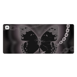 黑色蝴蝶加热鼠标垫超大桌面加热垫办公室女生高颜值发热暖桌垫笔记本电脑垫加热电热桌垫暖手写字游戏键盘垫