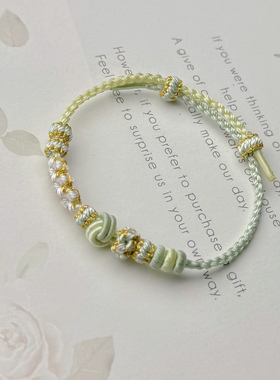 四股辫双色酒窝结手绳可穿小孔珠子小孔饰品超细手绳