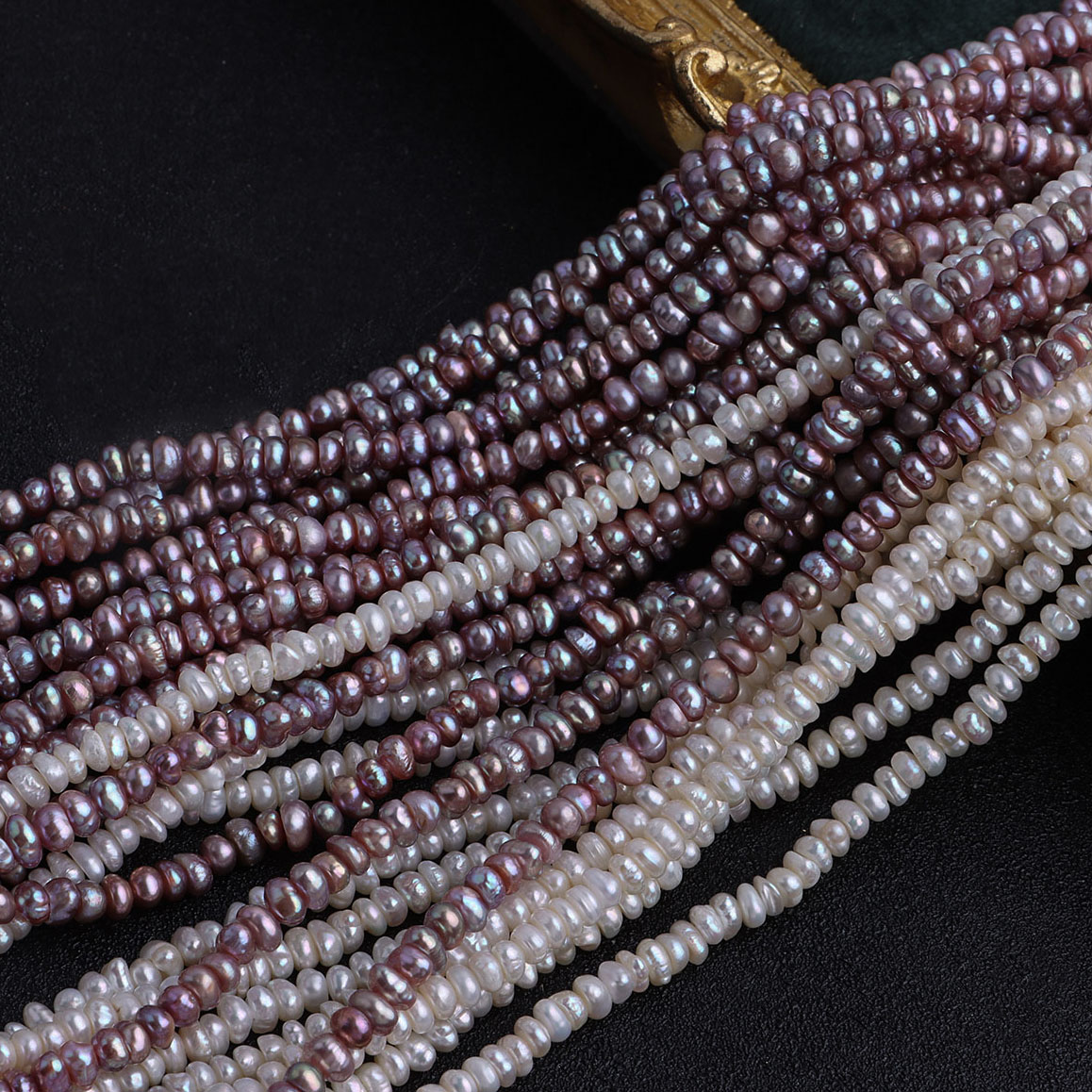 诸暨批发价高性价强光3-4mm小扁 天然淡水叠孔无核小珍珠diy配件