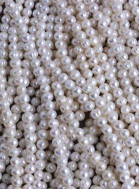 极光6-6.5mmAK螺纹近圆珠 天然淡水珍珠散珠串珠 diy饰品材料配件