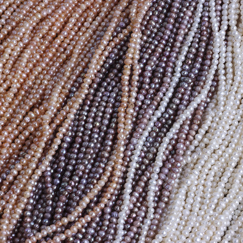 外贸走量款 3-4mm迷你小圆珠 天然淡水无核带螺纹小珍珠diy半成品