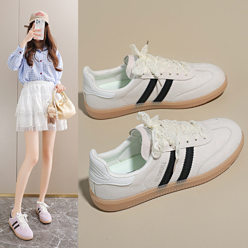 爆款复古配裙子增高平底阿甘德训鞋女春季软底低帮休闲板鞋运动鞋