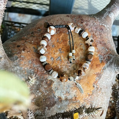 原创设计特色玛瑙珠搭配原木串珠手链民族风男女款手串