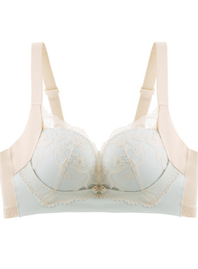 柔软无侧骨大红色小胸聚拢内衣AB杯中厚2cm性感蕾丝莫代尔文胸罩