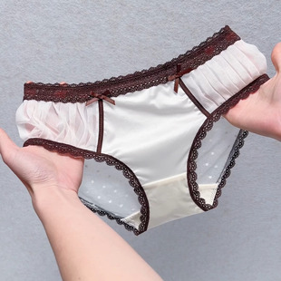 轻奢国风刺绣内裤女性感蕾丝花边纯棉中腰包臀透气抗菌女士三角裤