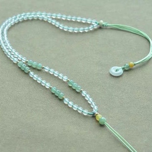 白玛瑙编织翡翠小清新黄金项链高档玉石吊坠玉链子挂绳珠链毛衣链