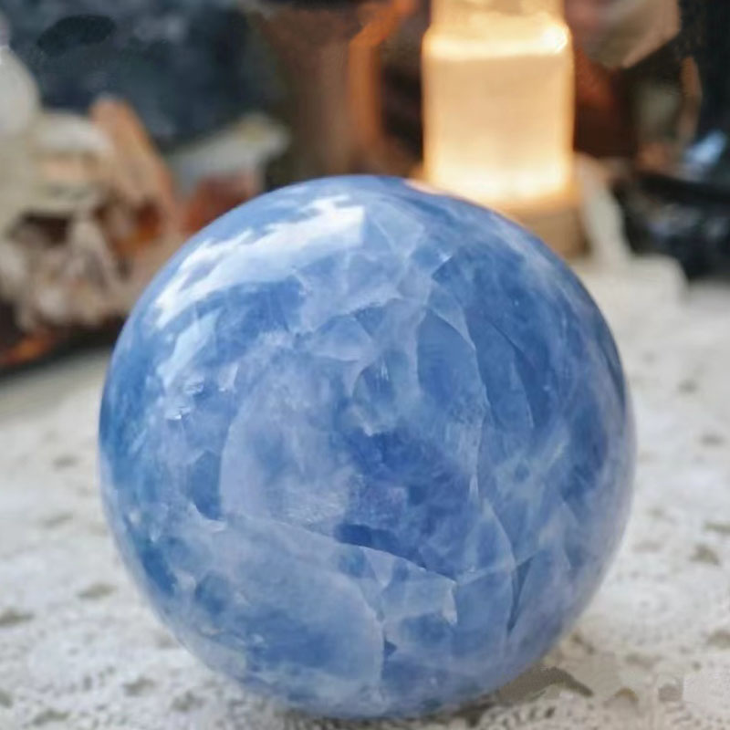 天青石圆球矿物晶体摆件家居办公